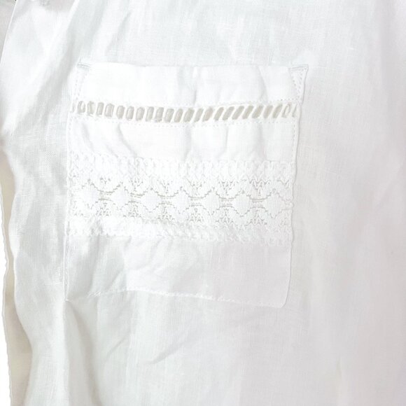 Joie Womens Linen embroidered button down Shirt Short Sleeve Size Medium - Picture 7 of 13